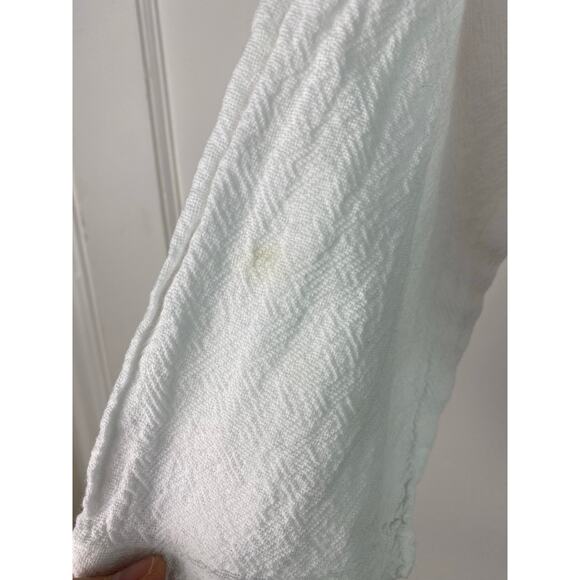 Drawstrings of Malibu Women's Size XS White 3/4 Sleeve V-Neck Cotton V-Neck Top - Picture 5 of 8